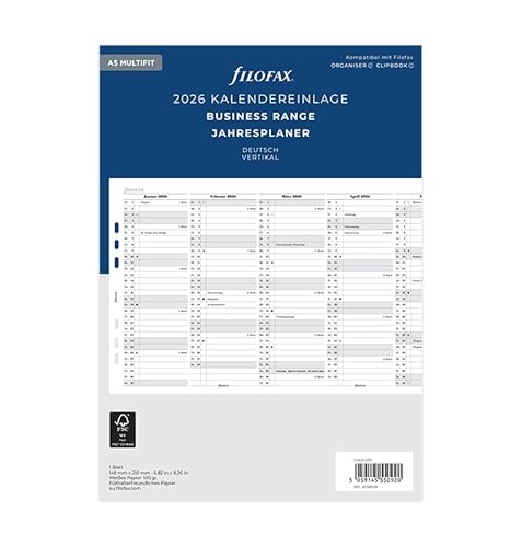 Filofax A5 Multi Jahrespl.vertikal (deutsch)2026