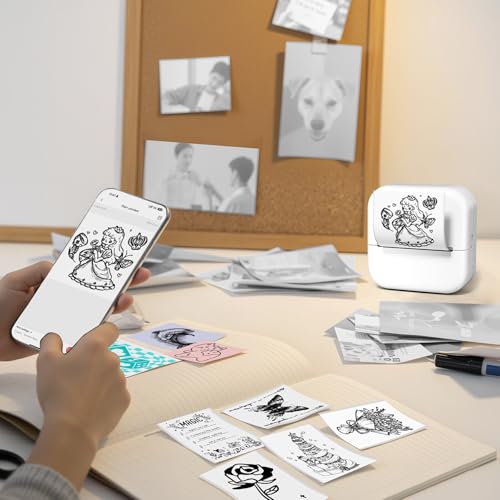Image of Print Pods Mini Sticker Printer, Sticker Printer, Mini Printer for Study Notes, DIY, To-do List, Mini Thermal Printer Compatible with iOS & Android, M02L Print Pods Mini Printer for Students