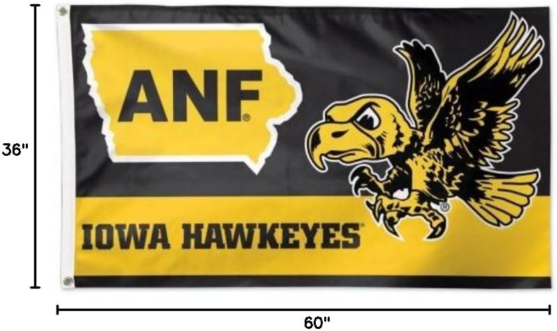 Wincraft 3'x5' ANF Vintage Iowa Hawkeyes Flag, 100% Polyester, Made in USA