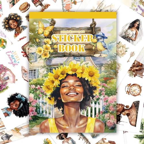 Image of 40 Sheets Black Girl Sticker Book for Planners, Prayer Board,Calendars, Journals, Vision Boards, Projects, Laptop & Water Bottles | Hand-Drawn Waterproof Journal Stickers - Vision Board Supplies