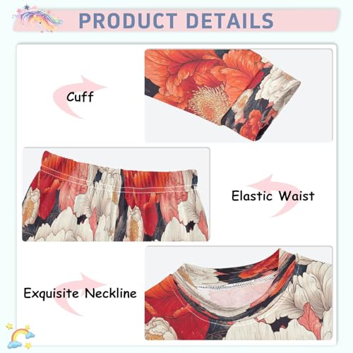 Pajama Sets Long Sleeve Beautiful Flowers Soft Comfy Sleepwear 2 Piece PJS 3-8T4