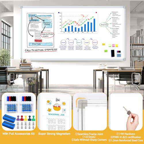 H-Qprobd 8'x4' Whiteboard Commercial-Grade Large Magnetic Dry Erase White Board for Wall - 96"x48" Presentation Boards for Business, Education & Government - Aluminum Frame Wall Mounted Whiteboard - Image 6
