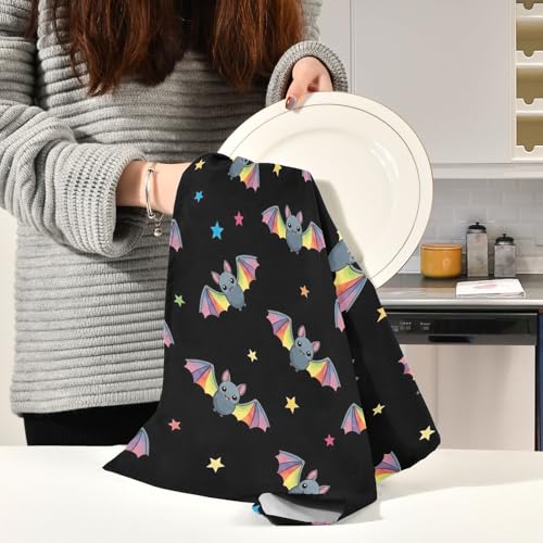 Paños de cocina superabsorbentes con murciélagos de dibujos animados en pack de 6 unidades 7