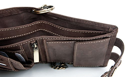 FLW Men's Brown Biker's Genuine Leather Wallet with 20 Inch Long Chain to Hang4