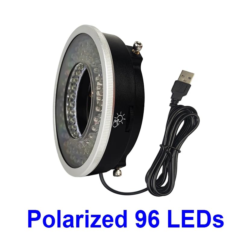 Image of Polarized Microscope Light Anti Glare LED Ring Illuminator, USB Adjustable 96 LED Ring Light for Industry Monocular Binocular Trinocular Stereo Microscope Camera