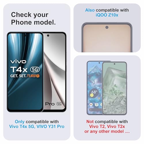 Image of Military-Grade Gorilla Tempered Glass For iQOO Z10x, Vivo Y31 Pro and Vivo T4X (6.72 Inch) With Installation Kit | Edge to Edge Coverage | Black