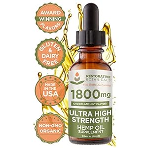 Restorative Botanicals Ultra High Strength Hemp Oil – 2500mg Chocolate Mint Flavor (1 Oz – 60 Servings) USDA Certified Organic Supplement