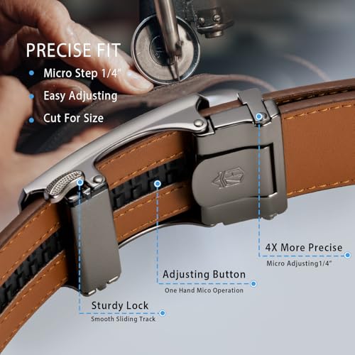 Image of Zitahli Belt Men,Leather Ratchet Belt for Men Dress Casual Every Day with Adjustable Buckle,Trim to Fit For Gift