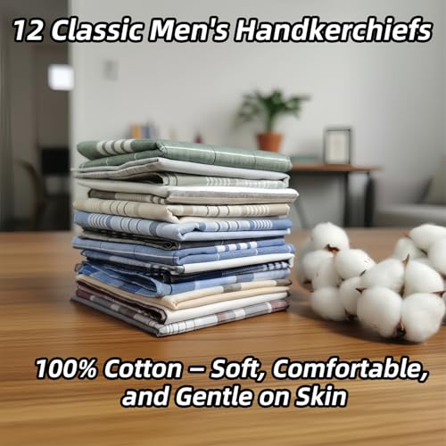 Image of 100% Pure Cotton Handkerchiefs for Men - nearly 16x16 Inch, Classic Style, Aggressively Absorbing & Machine Washable, 4 Floral Design x 3 Colors Each -12 Pcs Premium Pocket Squares for Men