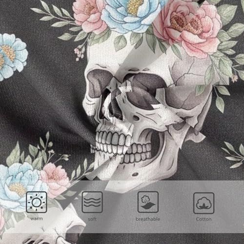 CHIFIGNO Funny Skull Pastel Flower Black Briefs for Boys Soft Cotton Underwear Toddler Boys Printed Brief Underwear3