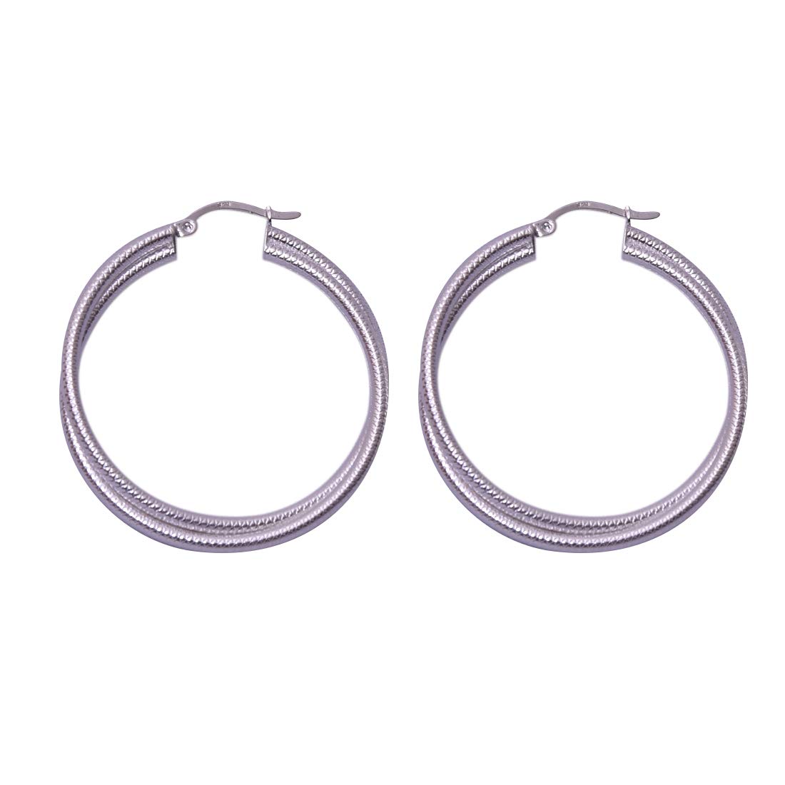 Breeze Handicrafts Anniversary collection Pure 925 Sterling Silver Triple layer Big Size Hoop Earring For Girls and Women as Silver Gift (35 mm diameter) SS 1251-88 ER