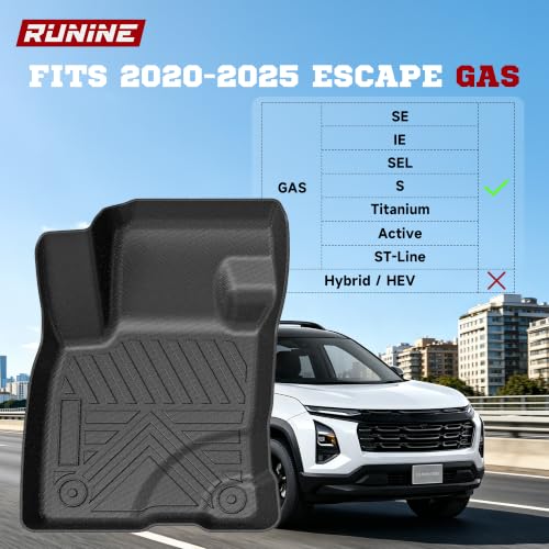 Image of Floor Mats for Ford Escape 2020-2023 2024 2025 2026 (Not for Hybrid), All Weather Protection Custom Floor Mats Trunk Cargo and Car Windshield Cover Set for Car Accessories,Car Floor Liners Set