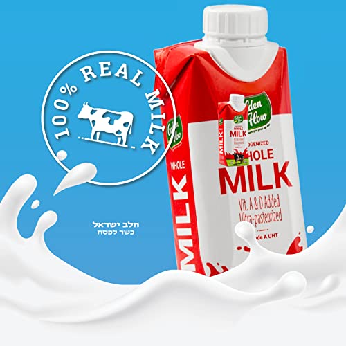 Golden Flow Shelf Stable Whole Milk - Uht Boxed Milk - Fortified With Vitamins A & D –No Refrigeration Needed, Cholov Yisroel, Kosher For Passover -8 Fl Oz- (Pack Of 6) #TOP5