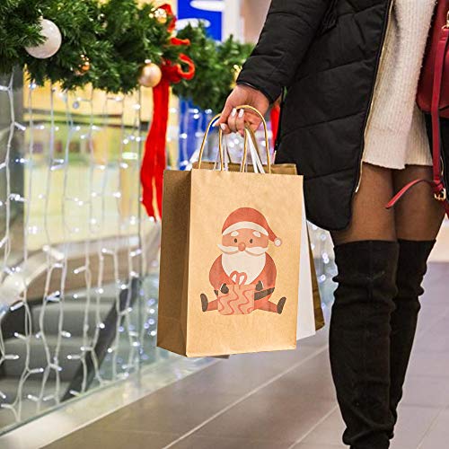 Uptotop Christmas Paper Gift Bags with Handle, 24 Pack 9.1\" X 7.3\" X 3.5\" Xmas Paper Bags with 6 Different Design for Party, Classroom and Holiday - Thumbnail 6