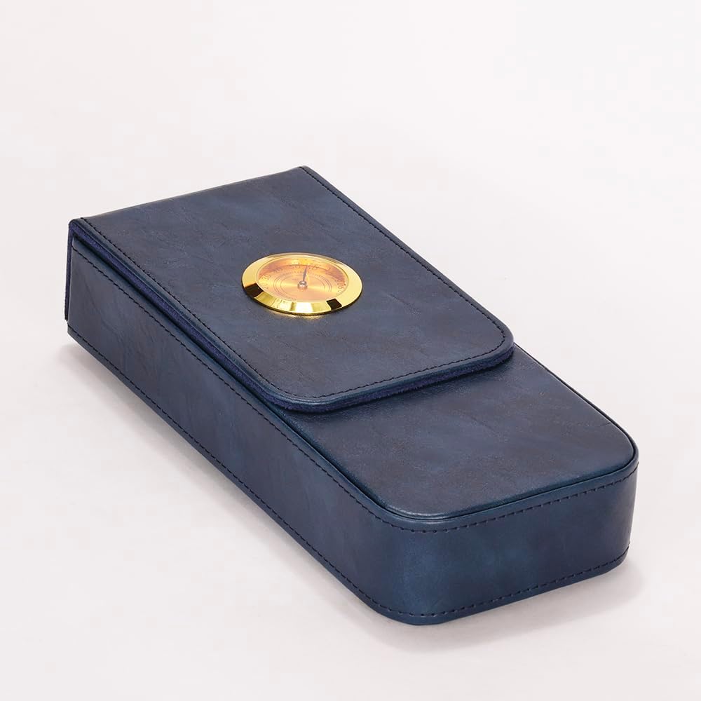 Leather Cigar Case -Thick cedar travel humidor, Cedar Wood Lined Cigar Humidor with Silver Stainless Steel Cutter