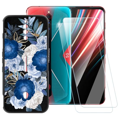 ESACMOT �u���[�t�����[�p�^�[���P�[�X ZTE Nubia Red Magic 5G + [2�p�b�N] �X�N���[���v���e�N�^�[ �����K���X �ϏՌ��P�[�X�J�o�[ ZTE Nubia Red Magic 5S (6.7�C���`) �p