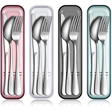 Yinkin 4Pack Portable Stainless Steel Utensil Set with Case Cover