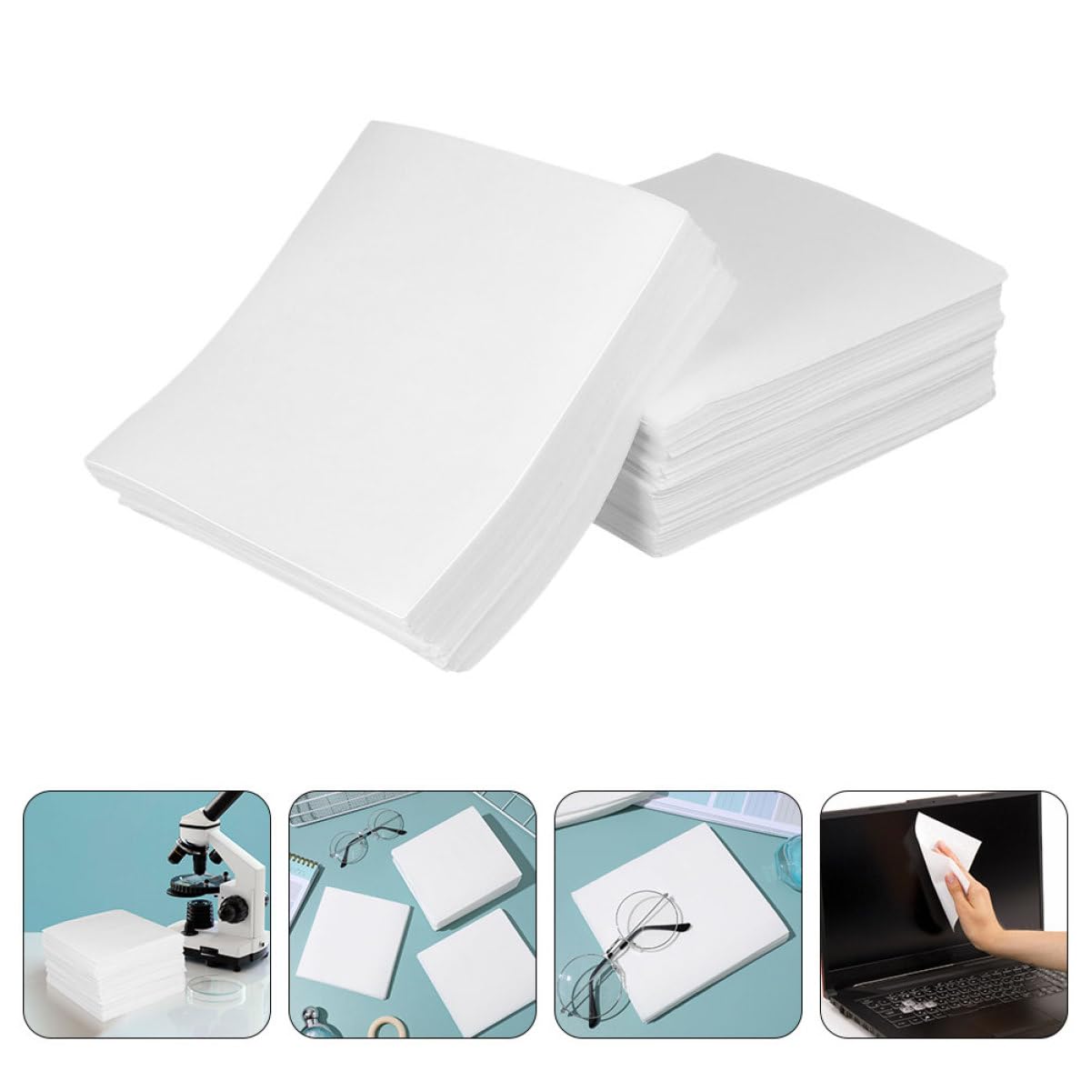 Cabilock 600 Pièces Lingettes Nettoyantes Cellulose Non Pelucheuses Sèches Poussière pour Nettoyage Démaquillage Blanches
