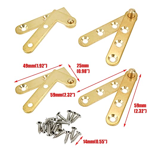 Quluxe 360 Degree Rotatable Door Pivot Hinges, Brass Drawer Window Door Fithtings- Gold (Including 2Pcs L-Shaped And 2Pcs Straight Hinges) #TOP1