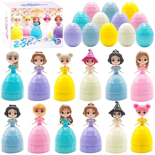 NICENINE Easter Gifts for Kids 12 Piece princess easter eggs Prefilled Easter Eggs Turn Into Princesses Toys for Goodie Bag Stuffers Perfect for 3+ Year Old Boys and Girls Ideal for Easter Basket