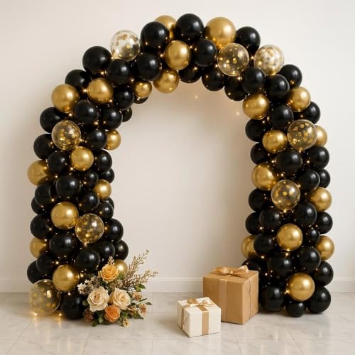 Balloon Arch Kit Black and gold 50 Pack Balloon Arch with Accessories Balloon Garland Confetti Balloons for Birthday Party Decorations Graduation Wedding Prom Retirement Party