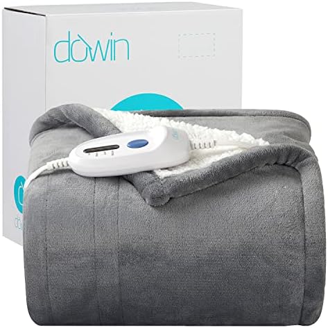 DoWin Electric Heated Throw Blanket Flannel Sherpa Fast Heating Blankets 4 Heating Levels 3 Hours Auto-Off ETL Certified 50" x 60" Machine Washable