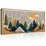 IARTTOP Large 3D Geometric Mountain Range wooden Wall Art Framed Abstract Forest Lake Hollow Wood Wall Decor Nature Sun Landscape Wall Sculpture for Living Room Bedroom Office-20x40 Inch