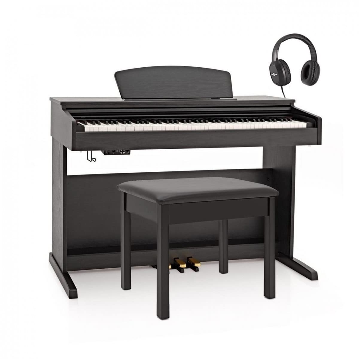 Pianoforte digitale 88 tasti pesati con supporto, 3 pedali e accessori | 88 Tasti Pesati Sensibili al Tocco, Suono Stereo Ricco con Riverbero, Registrazione 2 Tracce, 3 Pedali