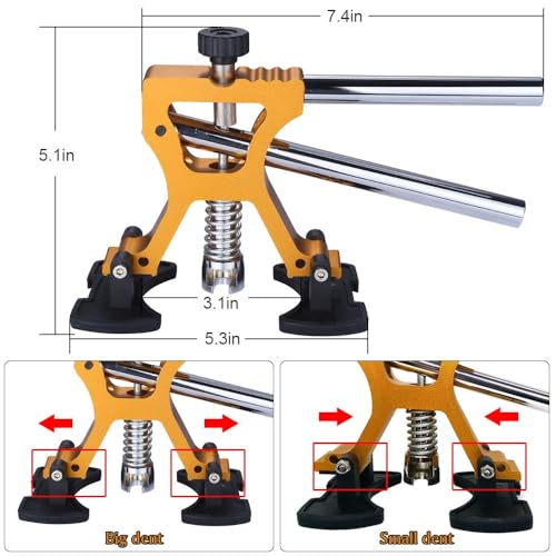 Image of Auto Body Dent Repair Kit, Car Dent Puller with Golden Dent Puller for Car Body Hail Dent Removal Dent Remover Automobile Body Repair