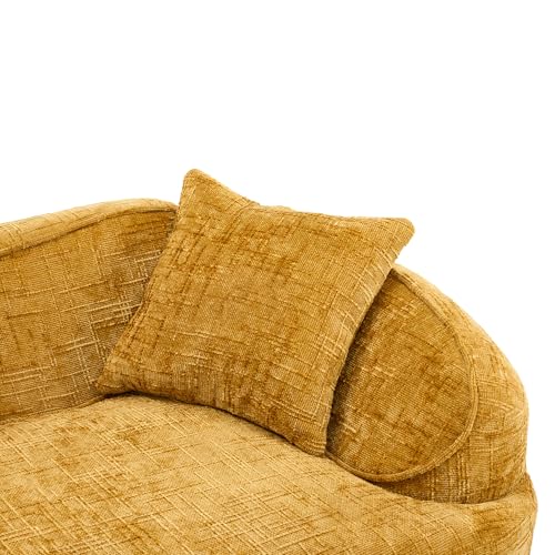 Image of 109-Inch Curved Boneless Modular Sofa Compressed 4-Seat Cloud Couch with 4 Pillows, Modern Curved Boneless Foam Sofa Floor Deep Seat Cloud Couch for Living Room Bedroom