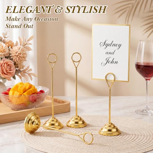 Image of 12 Pcs Table Number Holders Gold 8 Inch Metal Place Card Holders Table Number Stands Tabletop Sign Stands for Photos, Menu, Memo, Notes, Wedding, Restaurant, Banquet, Birthday