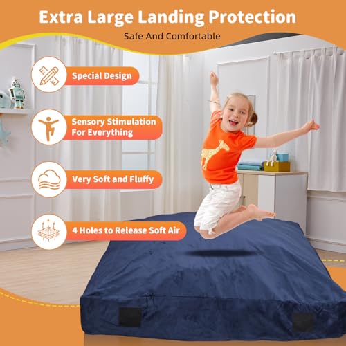 WOUDY Crash Pads for Kids Sensory, Sensory Crash Pads for Autistic Children, Crash Pads Sensory Pads, Crash Pads, for Children and Adults,with Washable Cover (3 feet x 3 feet) Blue - Image 7