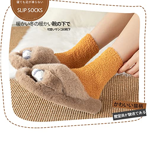 DAMILY 靴下 レディース もこもこ靴下 冬 ルームソックス 厚手 防寒 かわいい 女性用靴下 犬 猫 動物柄靴下 冬 くつした レディース 部屋 ホームソックス 暖かい靴下 冷え取りくつ下 睡眠 ルーム 5足セット 22-25cm の商品画像 5