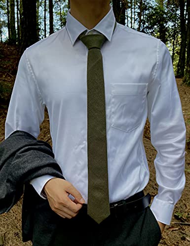 Image of Kebocis Mens Solid Color Cotton Necktie for Men