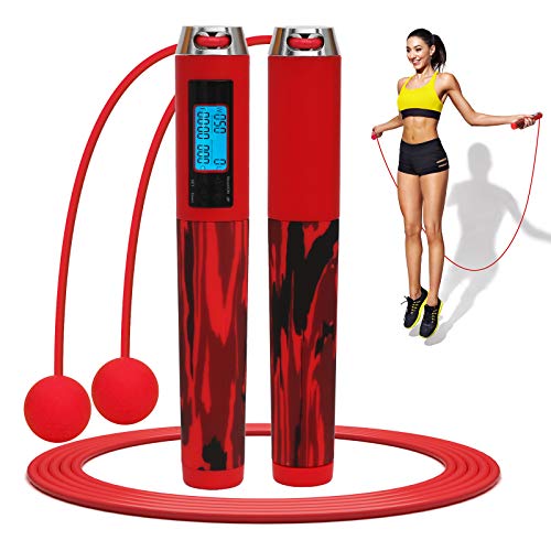 Fairsh Jump Rope,Speed Skipping Rope with Calorie Counter,Digital Smart Counting Skipping Ropes,Weighted Jump Rope for Exercise Fitness,Adjustable Exercise Speed Skipping Rope,Crossfit