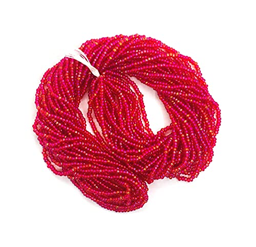 Perlin 2 mm Seed Beads Glass Beads Indian Beads Seed Beads Pony Beads Preciosa Ornela Czech 11/0 9000 Pieces on 24 Strands Red AB Transparent Round - Image 2