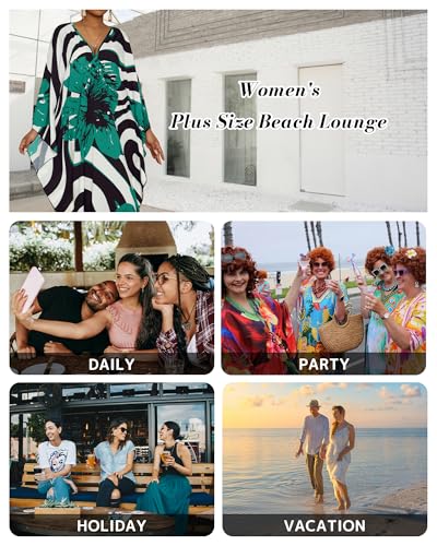Image of Bsubseach Women Floral Print Kaftan Dresses Plus Size Bathing Suit Cover Up Moo Moos Caftan Beach Dress for Swimwear Summer