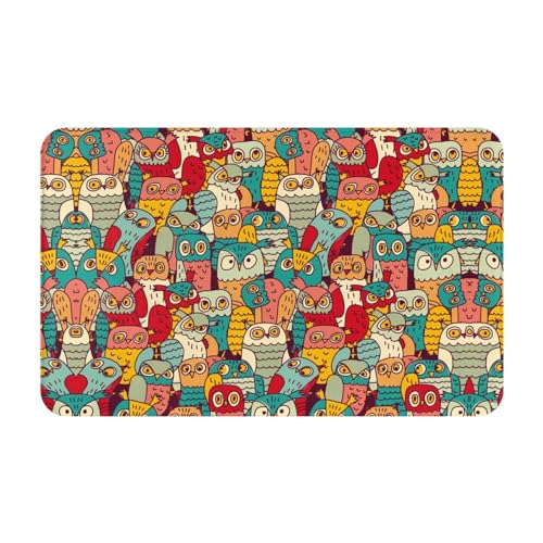 TZTTZT Tappeti da bagno 76 x 50 cm, tappetino da bagno assorbente, antiscivolo, lavabile in lavatrice, divertente gufo uccello tappetino da bagno per doccia per bagno