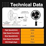 12V Oscillating Car Fan with 6-Inch Blade, 5FT Cord - Image 4