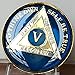 5 Year Midnight Blue AA Alcoholics Anonymous Medallion Chip Tri Plate Gold & Nickel Plated Serenity Prayer