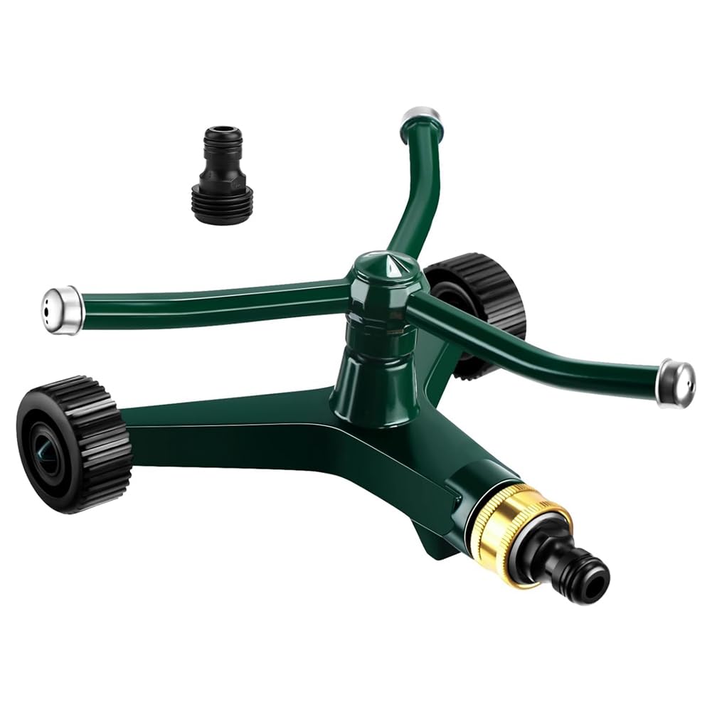 Arroseur rotatif en métal robuste sur roues pour arrosage de pelouse