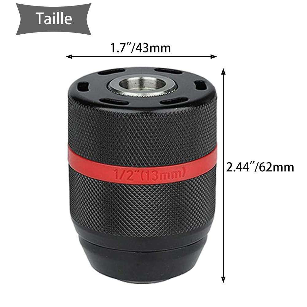 Teocpai Quick Replacement Keyless Chuck 1/2-20UNF 1.5-13mm Self-Tightening for Multiple Uses, 1,5-13mm - Image 2