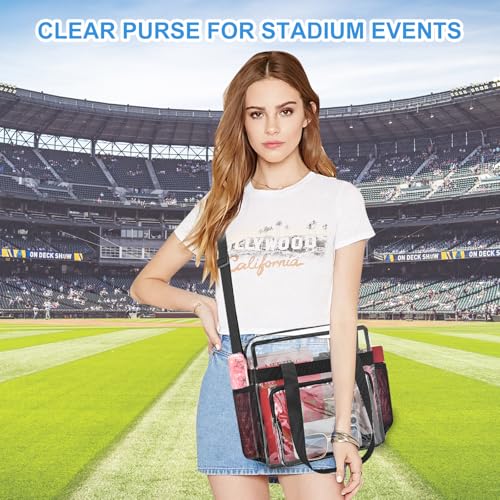 Image of Busiuw Clear Bag for Stadium Events, Stadium Approved 12x12x6 Clear Tote Bag for Sport Fan, Work Concert Travel