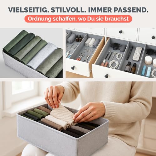 Blumtal HEMNES Organizer Ordnungssystem Kleiderschrank 5er Set - 5 versch. Kleiderschrank Organizer für HEMNES Kommoden - Faltboxen für BHs, T-Shirts - Socken Aufbewahrung - Unterwäsche Organizer Grau