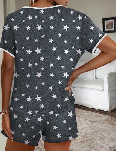 Image of Ekouaer Women Pajama Set Casual Shorts Sets Short Leeve Lounge Set | Soft Sleepwear Top and Shorts for Daily Wear, Home, Party for Mom, Wife