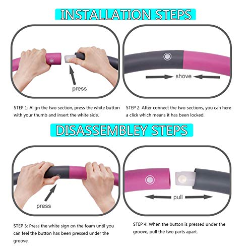 Potok Weighted Hoola Hoops, Exercise Removable Multiple Assembly Design Professional Fitness Hoola Hoop for Exercise, Weight Loss & Burning Fat, Home Workout Hoola Hoops for Adults - Thumbnail 5