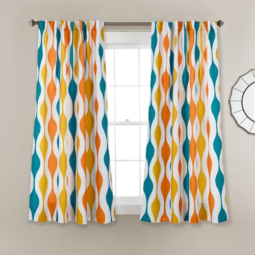 Lush Decor Mid Century Geo Room Darkening Window Curtain Panels