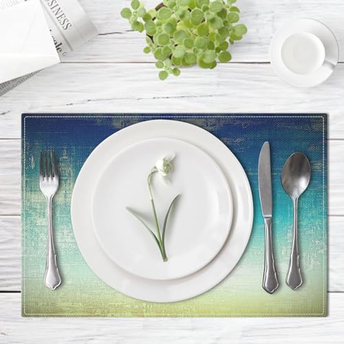 Emvency Farmhouse Placemats Set of 4, 12x18 Inch, Blue and Green by Emvency - Used condition - Image 4