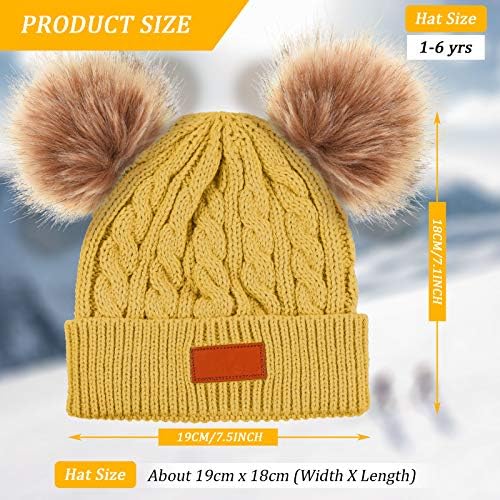 Geyoga Kids Toddler Winter Pompom Hat Baby Knitted Beanie Hat Faux Fur Pom Beanie Cap for Girls Boys 1-3 Years Old - Image 2
