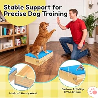 Bhyhok 2 PCS Connectable Wooden Dog Training Platform Non-Skid Dog Place Boards with Foaming Surface Puppy Agility Training Equipment for Small and Medium Dogs